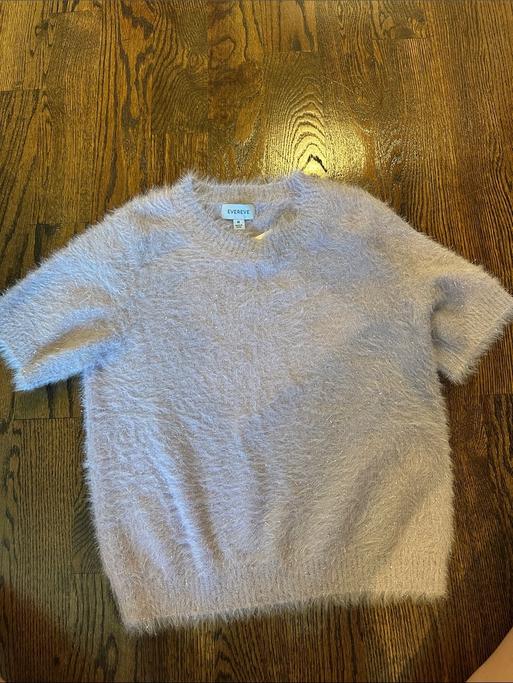 Evereve Plush Fuzzy Short-Sleeve Sweater in Lavender
